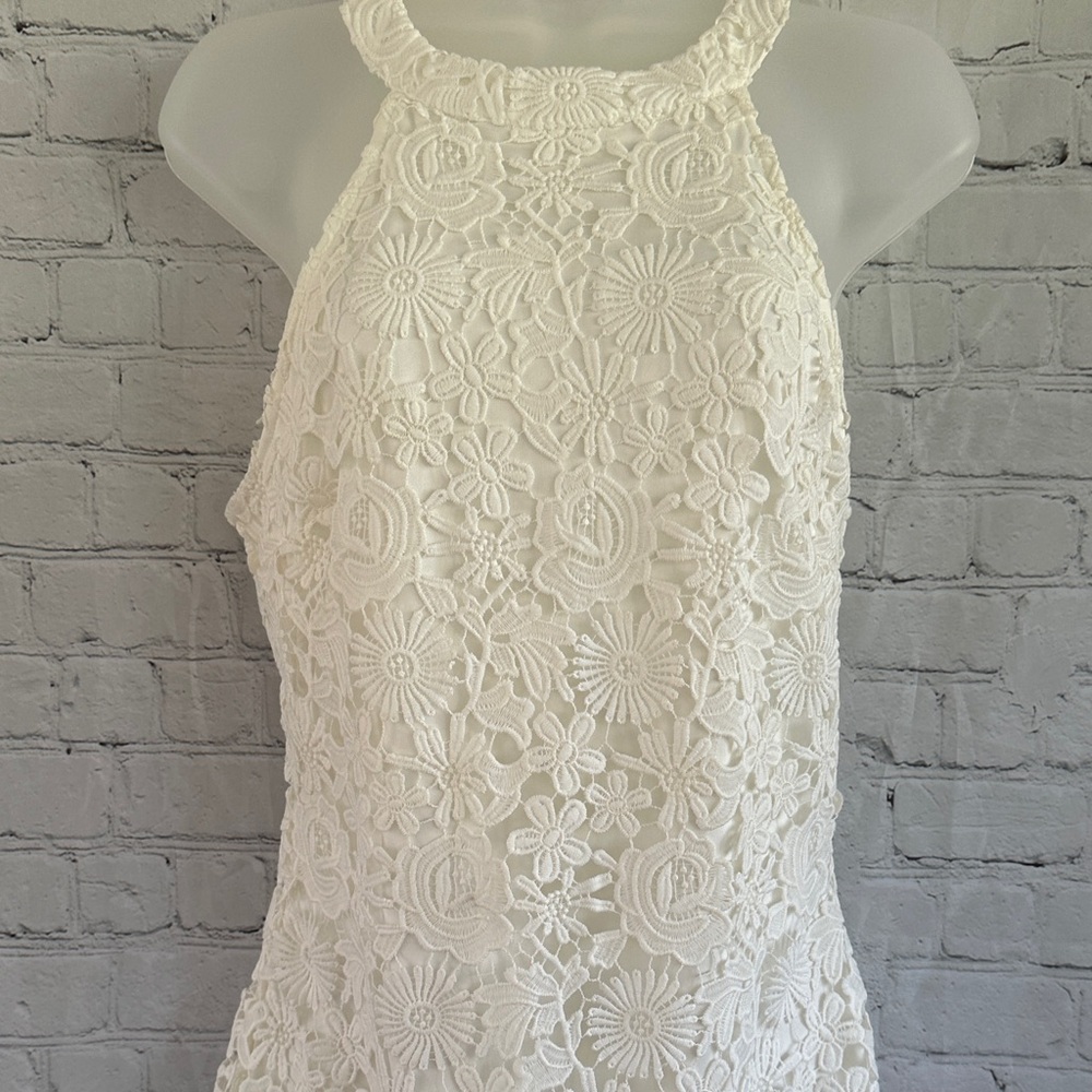 Lulu's White Lace Halter Sheath Dress - Picture 2 of 10
